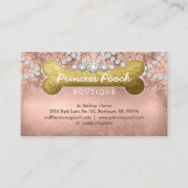 プリンセスの犬犬の心配の獣医の歩行者の骨のばら色の金ゴールド 名刺 (正面)