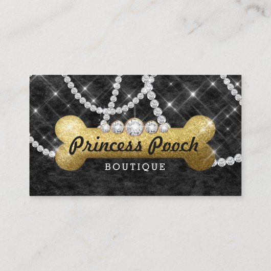 プリンセスの犬犬の心配の獣医の歩行者の骨の金ゴールド 名刺 (裏面)