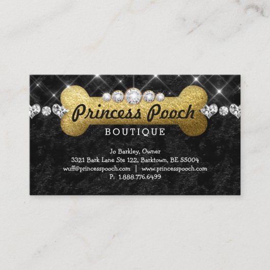 プリンセスの犬犬の心配の獣医の歩行者の骨の金ゴールド 名刺 (正面)