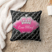 プリンセスの王冠の枕房状のサテンのダイヤモンドの黒 クッション (ブランケット)