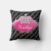 プリンセスの王冠の枕房状のサテンのダイヤモンドの黒 クッション (裏面)