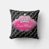 プリンセスの王冠の枕房状のサテンのダイヤモンドの黒 クッション (正面)