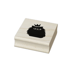 プリンセスの王冠をかぶった黒猫 ラバースタンプ