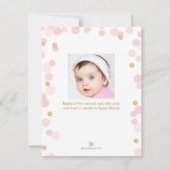 プリンセスの第1誕生日のピンクの金ゴールドのサンキューカード 招待状 (裏面)