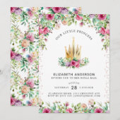 プリンセスの花の誕生日カード 招待状 (正面/裏面)
