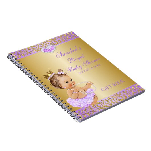 プリンセスの薄紫のラベンダーの金ゴールドのギフトのゲスト ノートブック (右側)