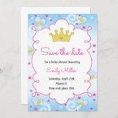 プリンセスの蝶ベビーシャワーの保存日付 セーブザデート (正面/裏面)