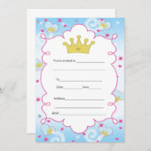 プリンセスの蝶招待状は記入します 招待状 (正面/裏面)