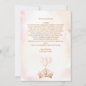 プリンセスの誓い クラウン ピンク フラワー ガール 誕生日 招待状 (裏面)