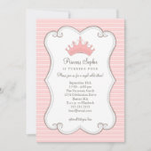 プリンセスの誕生会のピンクの王冠の招待状 招待状 (正面)