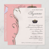 プリンセスの誕生会の女の子を立派に祝って下さい 招待状 (正面/裏面)