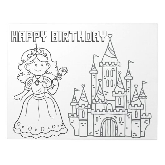 プリンセスの誕生日おめでとうぬりえ ノートパッド (正面)