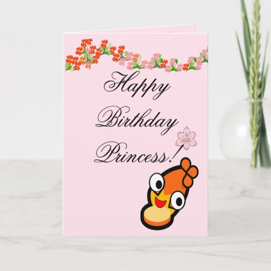 プリンセスの誕生日おめでとう かわいい顔のカード サンキューカード (正面)