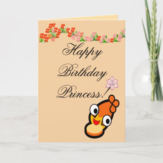 プリンセスの誕生日おめでとう かわいい顔のカード サンキューカード (正面)