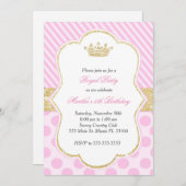 プリンセスの誕生日のパーティの招待状のピンクの金ゴールド 招待状 (正面/裏面)