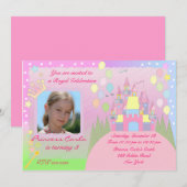 プリンセスの誕生日のパーティの招待状 招待状 (正面/裏面)