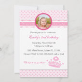 プリンセスの誕生日の写真の招待状の女の子のピンク 招待状 (正面)