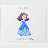 プリンセスの誕生日の包装紙。 カスタムな名前 ラッピングペーパー (フラット)