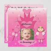 プリンセスの誕生日の招待のブルネットのパーティー 招待状 (正面/裏面)