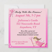 プリンセスの誕生日の招待のブルネットのパーティー 招待状 (裏面)