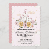 プリンセスの誕生日への招待 招待状 (正面/裏面)