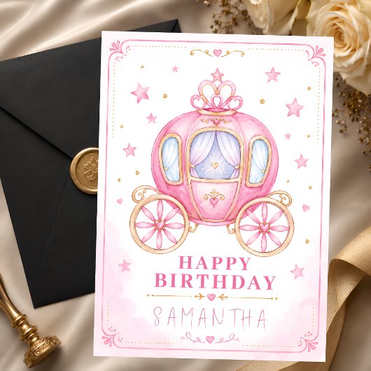 プリンセスの誕生日を祝う馬車 カード