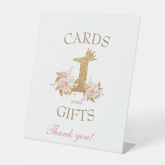 プリンセスの誕生日パーティーカードとギフトサイン 台座サイン (正面)