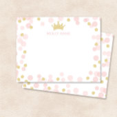 プリンセスの誕生日ピンクとゴールドドットの文具 ノートカード