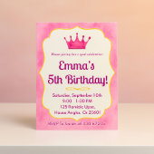 プリンセスの誕生日招待状 ピンクのロイヤルパーティ 招待状