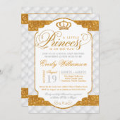 プリンセスの贅沢なホワイトゴールドのベビーシャワーの招待状 招待状 (正面/裏面)