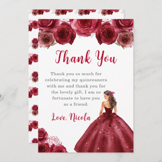 プリンセスの赤いドレスキンセアニェラありがとう サンキューカード (正面/裏面)