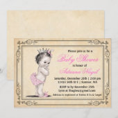 プリンセスの赤ちゃんのシャワー招待状 ヴィンテージ 招待状 (正面/裏面)