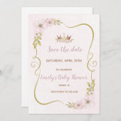 プリンセスの赤ちゃんシャワー日付を保存 セーブザデート (正面/裏面)