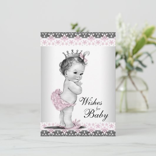 プリンセスの願いベビーカードベビーガールシャワー アドバイスカード (スタンド正面)