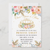 プリンセスの馬車 ゴールドグリッター 00歳の誕生日パーティー 招待状 (正面)