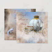 プリンセスの馬車 プリンセスのスイート16の誕生日 招待状 (正面/裏面)