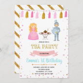プリンセスの騎士お茶会の誕生日の招待 招待状 (正面/裏面)