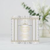 プリンセスの15歳誕生日 ダイヤモンド ラレース ゴールド ホワイト 招待状 (スタンド正面)