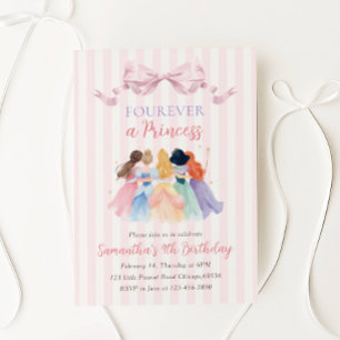 プリンセスの4歳のバースデーパーティーの招待状 Forever a Princess 招待状