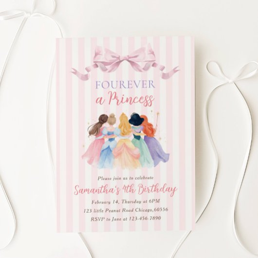 プリンセスの4歳のバースデーパーティーの招待状 Forever a Princess 招待状