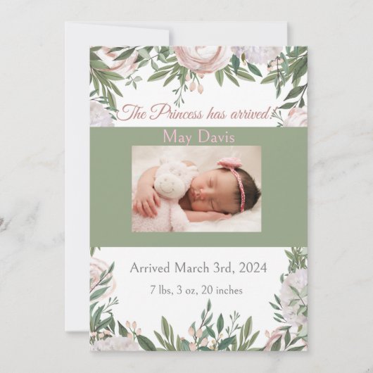 プリンセスはピンクの水彩庭園に到着した 案内状 (正面)