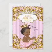 プリンセスは彼女の方法ベビーシャワーピンク民族 招待状 (正面)