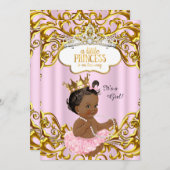 プリンセスは彼女の方法ベビーシャワーピンク民族 招待状 (正面/裏面)