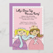 プリンセスは、テーマの誕生会の招待に服を着せます 招待状 (正面/裏面)