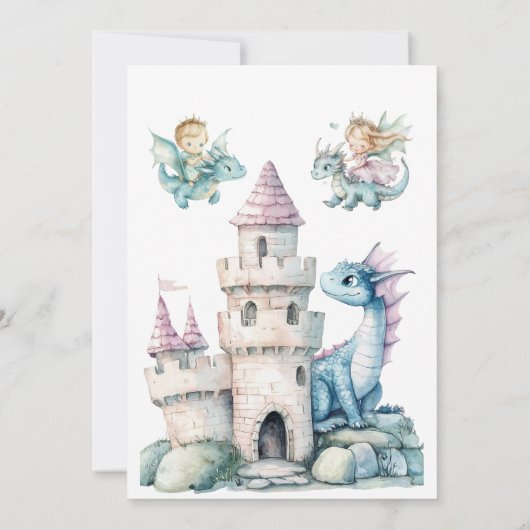 プリンセスまたはプリンスブルーピンク性別の表示 招待状 (裏面)