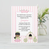 プリンセスをテーマにしたベビーガールファースト誕生日 招待状 (スタンド正面)