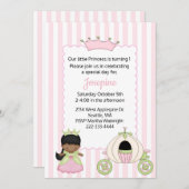 プリンセスをテーマにしたベビーガールファースト誕生日 招待状 (正面/裏面)