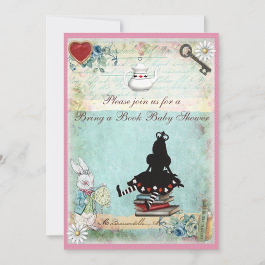 プリンセスアリスのベビーシャワーに本を持ってきて 招待状 (正面)