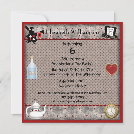 プリンセスアリス&チェシャ猫誕生会 招待状 (裏面)