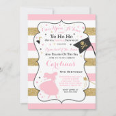 プリンセスアンド海賊誕生日招待状 招待状 (正面)